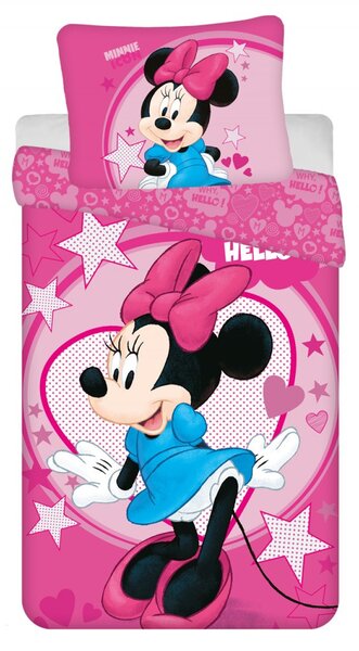 MINNIE HELLO rózsaszín mikroszálas gyerek ágyneműhuzat Ágyneműhuzat mérete: 70 x 90 cm | 140 x 200 cm