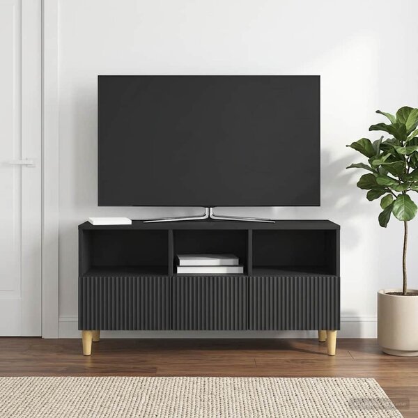TV szekrény 102 x 34,5 x 50 cm Fekete Szerelt Fa