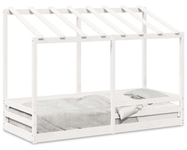VidaXL fehér tömör fenyőfa gyerekágy tetővel 75 x 190 cm