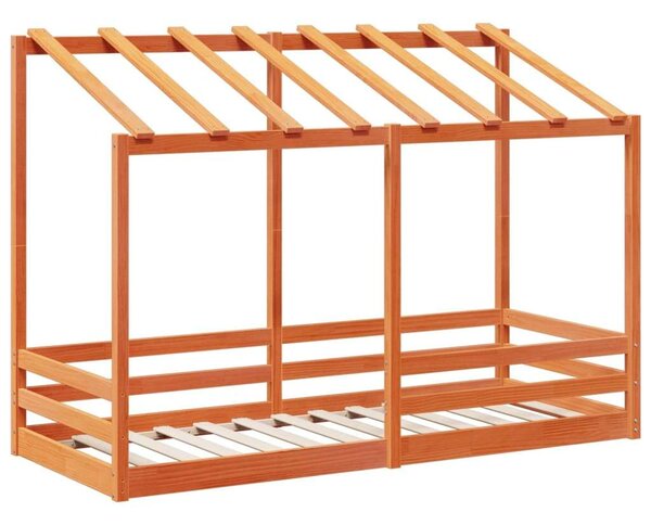 VidaXL viaszbarna tömör fenyőfa gyerekágy tetővel 75 x 190 cm