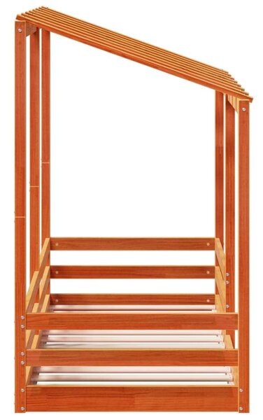 VidaXL viaszbarna tömör fenyőfa gyerekágy tetővel 75 x 190 cm