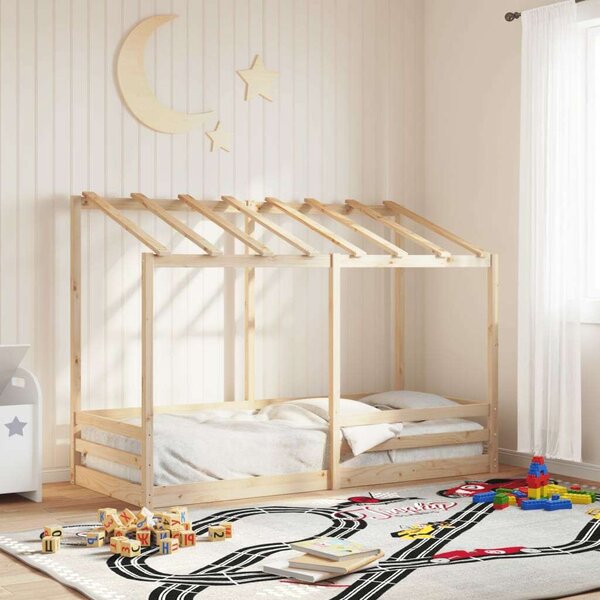 VidaXL tömör fenyőfa gyerekágy tetővel 90 x 190 cm