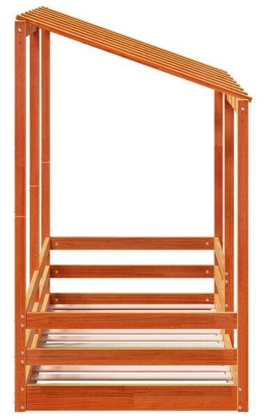 VidaXL viaszbarna tömör fenyőfa gyerekágy tetővel 75 x 190 cm