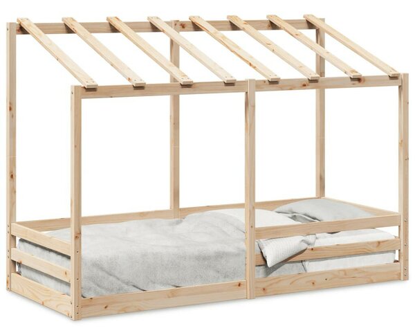 VidaXL tömör fenyőfa gyerekágy tetővel 90 x 190 cm