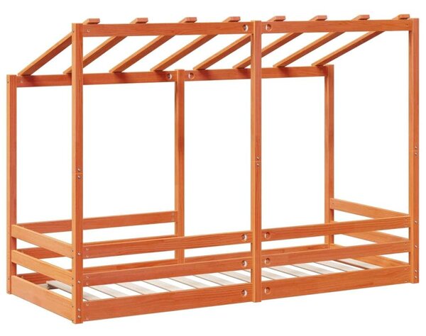 VidaXL viaszbarna tömör fenyőfa gyerekágy tetővel 75 x 190 cm