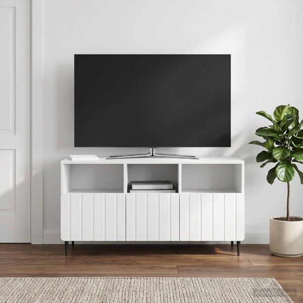 TV szekrény Magasfényű Fehér 102 x 34,5 x 50 cm Szerelt Fa