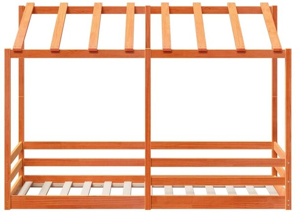 VidaXL viaszbarna tömör fenyőfa gyerekágy tetővel 75 x 190 cm