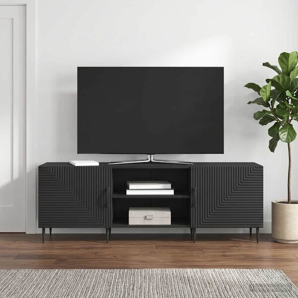 TV szekrény 150 x 31 x 50 cm Fekete Szerelt Fa