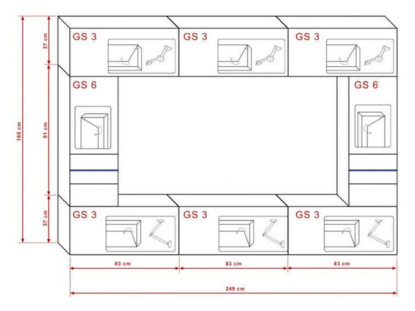 PRINCE CONCEPT 29 NAPPALI BÚTOR SZETT MAGASFÉNYŰ FEHÉR (249CM)