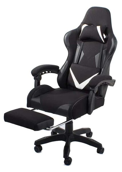 Állítható, kényelmes számítógépes gamer szék, 63x63x118/216 cm, fekete