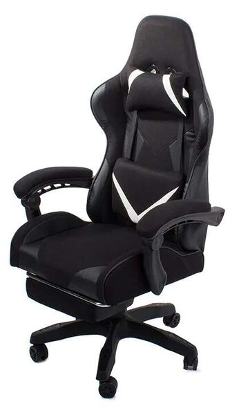 Állítható, kényelmes számítógépes gamer szék, 63x63x118/216 cm, fekete