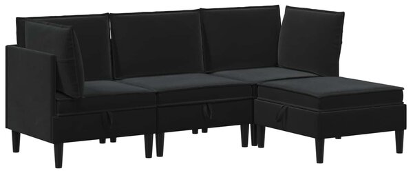 Nappali bútor szett 4 db 210 x 140 x 82 cm Fekete Bársony