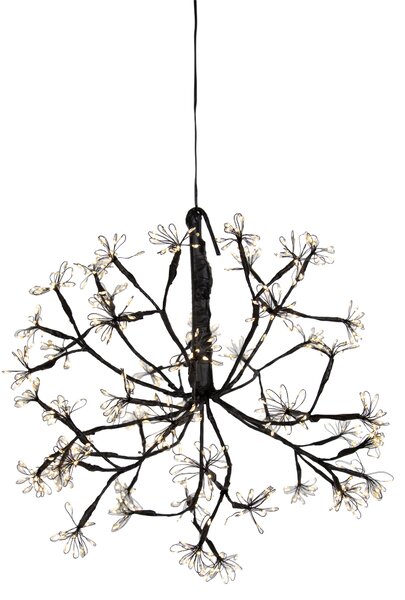 Karácsonyi függőlámpa gömb fekete 40 cm LED-del, időzítővel IP44 - Nobu