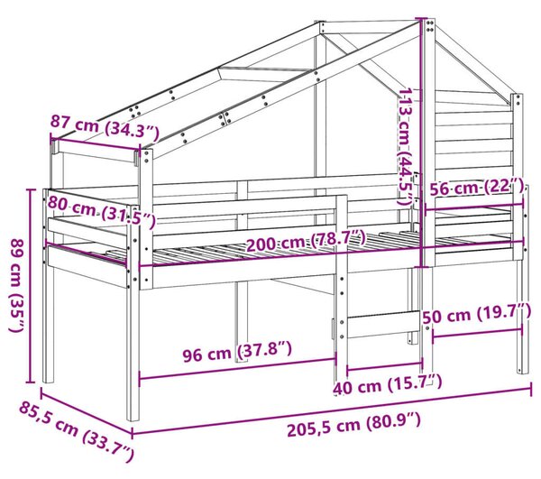 VidaXL Faház Ágy - Gyermekágy - 80x200 cm
