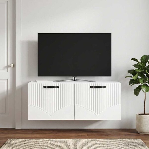 Fali TV szekrény Magasfényű Fehér 78,5 x 31 x 30 cm Szerelt Fa