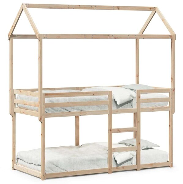 VidaXL tömör fenyőfa emeletes ágy matrac nélkül 90 x 200 cm