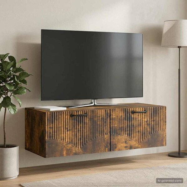 Fali TV szekrény Füstös Tölgy 98 x 41 x 30 cm Szerelt Fa