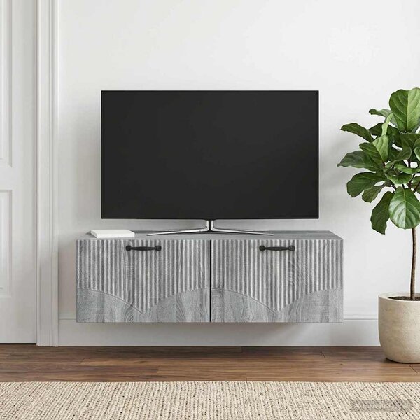 Fali TV szekrény Szürke Sonoma 98 x 41 x 30 cm Szerelt Fa