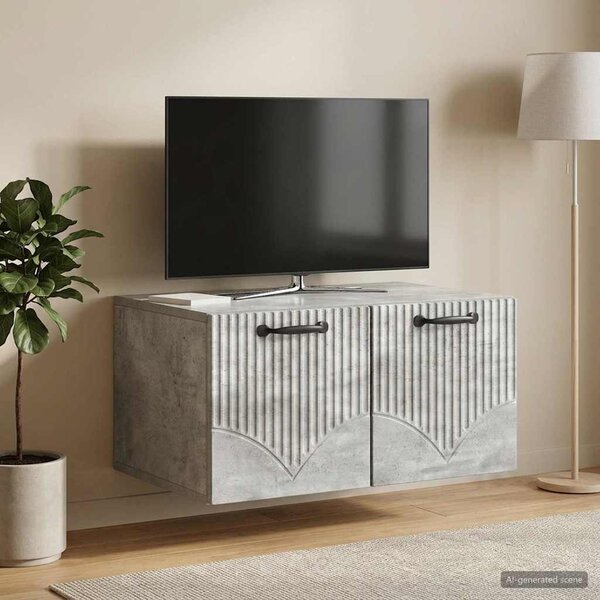 Fali TV szekrény Betonszürke 59,5 x 41 x 30 cm Szerelt Fa