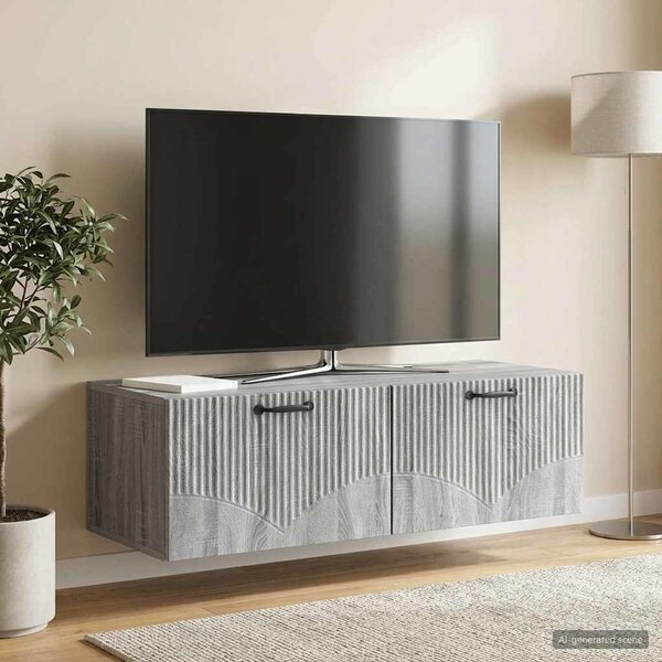 Fali TV szekrény Szürke Sonoma 98 x 41 x 30 cm Szerelt Fa