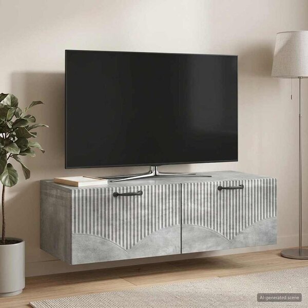 Fali TV szekrény Betonszürke 98 x 41 x 30 cm Szerelt Fa
