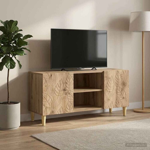 TV szekrény 102 x 34,5 x 50 cm Kézműves Tölgy Szerelt Fa