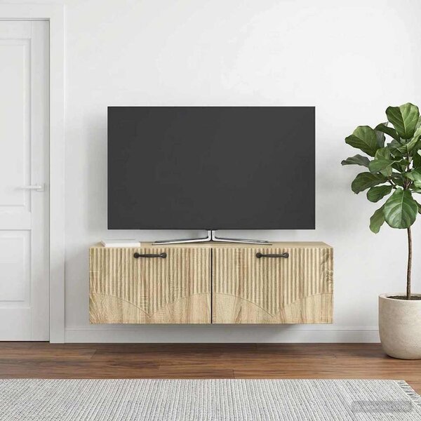 Fali TV szekrény Sonoma Tölgy 98 x 31 x 30 cm Szerelt Fa