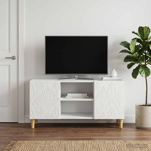 TV szekrény 102 x 34,5 x 50 cm Magasfényű Fehér Szerelt Fa