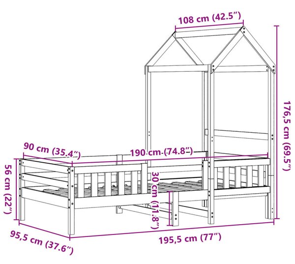 VidaXL Faház Ágy - Gyermekágy - 90x190 cm