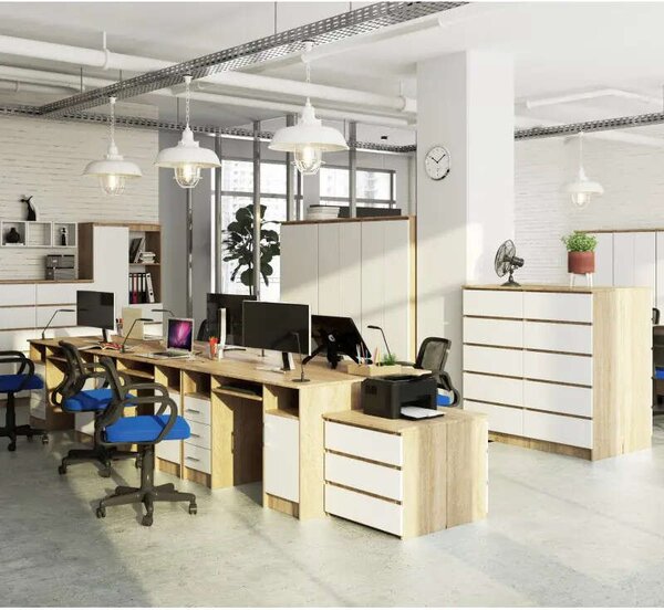 Íróasztal Akord Furniture 124 cm, sonoma tölgy - fehér
