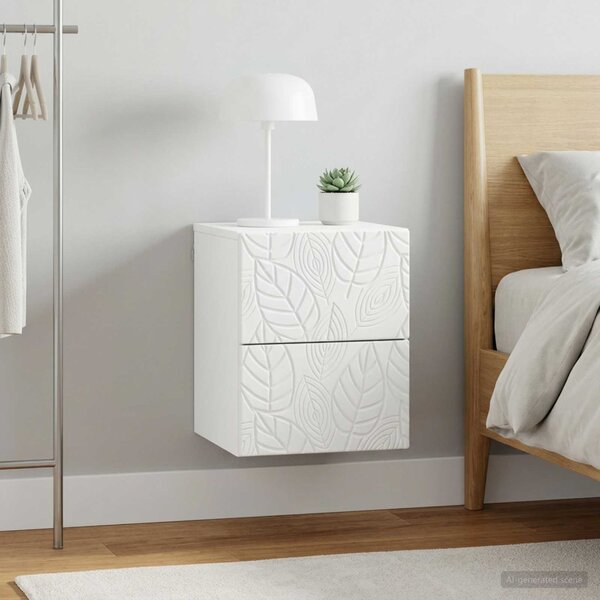 Fali éjjeli szekrény 2 db Fehér 34,5 x 33 x 40 cm Szerelt Fa