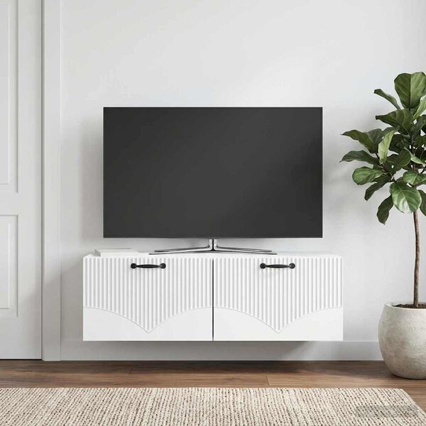 Fali TV szekrény Fehér 98 x 31 x 30 cm Szerelt Fa