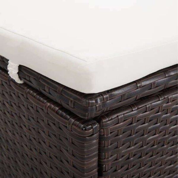 VidaXL Napozóágy - 2 személyes - Barna Polyrattan