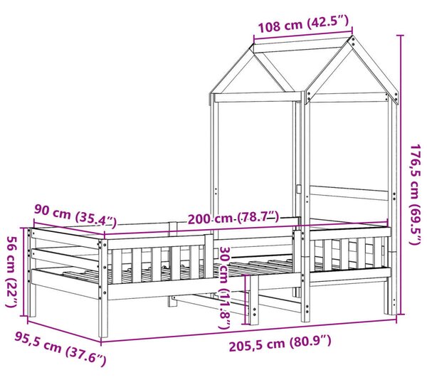 VidaXL Gyermek Ágy - Fenyőfa - 90x200 cm