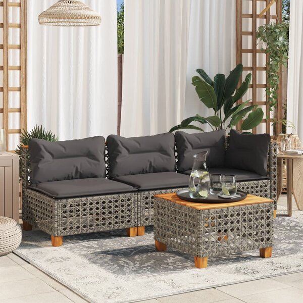 VidaXL Kerti Asztal - Polyrattan - Akácfa - 55x55 cm