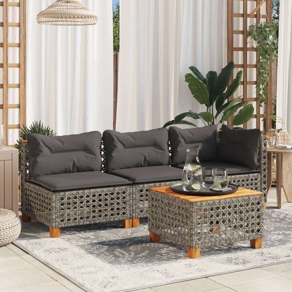 VidaXL Kerti Asztal - Polyrattan - Akácfa - 55x55 cm