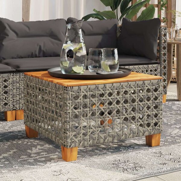 VidaXL Kerti Asztal - Polyrattan - Akácfa - 55x55 cm