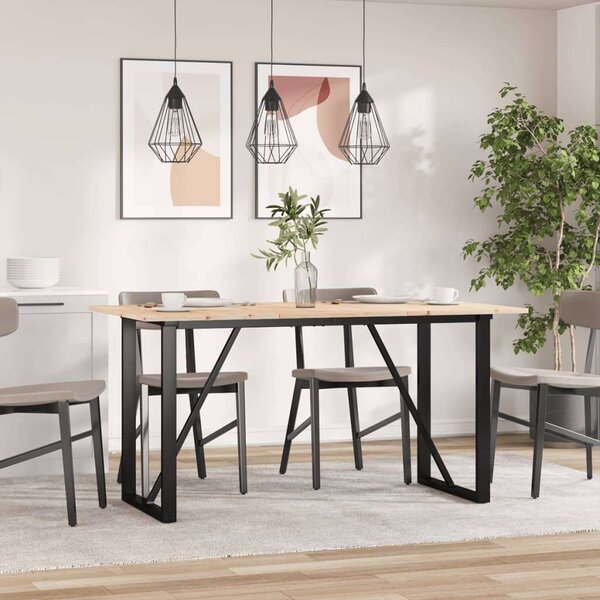 VidaXL tömör fenyőfa és öntöttvas étkezőasztal O-vázzal 140x80x75 cm