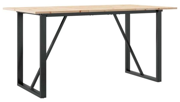 VidaXL tömör fenyőfa és öntöttvas étkezőasztal O-vázzal 140x80x75 cm