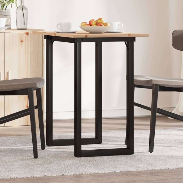VidaXL tömör fenyőfa és öntöttvas étkezőasztal O-vázzal 80x50x75 cm