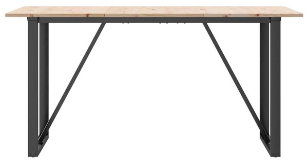 VidaXL tömör fenyőfa és öntöttvas étkezőasztal O-vázzal 140x80x75 cm