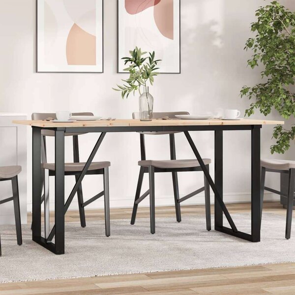 VidaXL tömör fenyőfa és öntöttvas étkezőasztal O-vázzal 140x80x75 cm