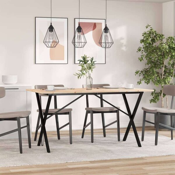 VidaXL tömör fenyőfa és öntöttvas étkezőasztal X-vázzal 160x80x75 cm