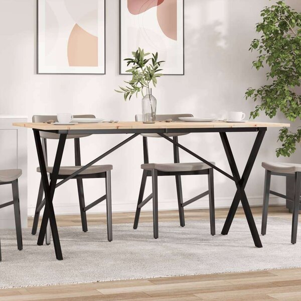VidaXL tömör fenyőfa és öntöttvas étkezőasztal X-vázzal 160x80x75 cm
