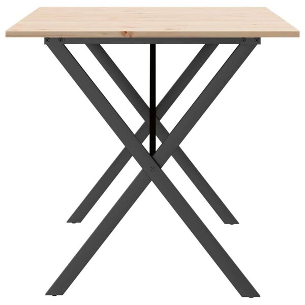 VidaXL tömör fenyőfa és öntöttvas étkezőasztal X-vázzal 160x80x75 cm