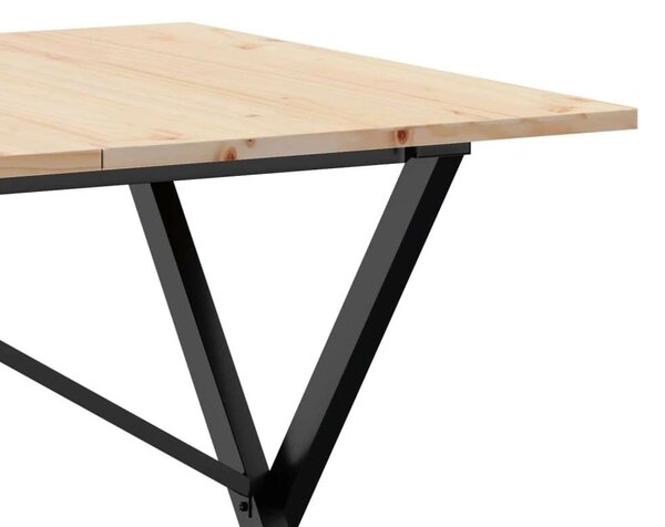 VidaXL tömör fenyőfa és öntöttvas étkezőasztal X-vázzal 160x80x75 cm