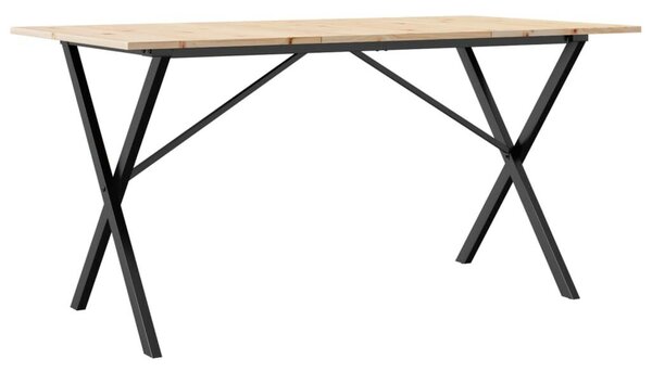 VidaXL tömör fenyőfa és öntöttvas étkezőasztal X-vázzal 160x80x75 cm