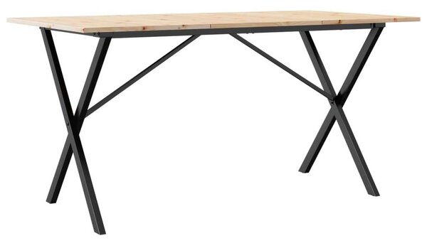 VidaXL tömör fenyőfa és öntöttvas étkezőasztal X-vázzal 160x80x75 cm
