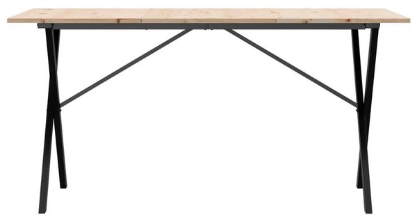 VidaXL tömör fenyőfa és öntöttvas étkezőasztal X-vázzal 160x80x75 cm