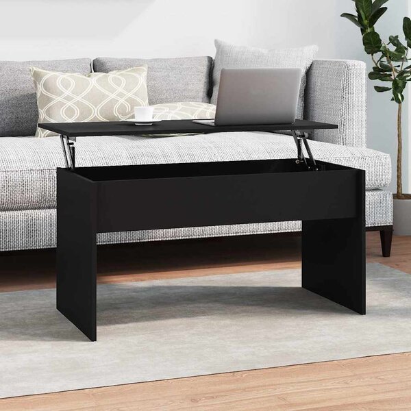 Fekete szerelt fa dohányzóasztal 102 x 50,5 x 52,5 cm